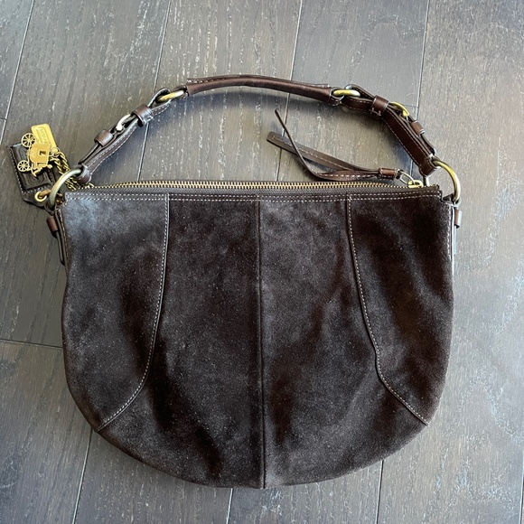 Coach Carly Brown Suede Hobo Shoulder Bag 2008 Y2K handbag vintage HTF - Picture 4 of 13
